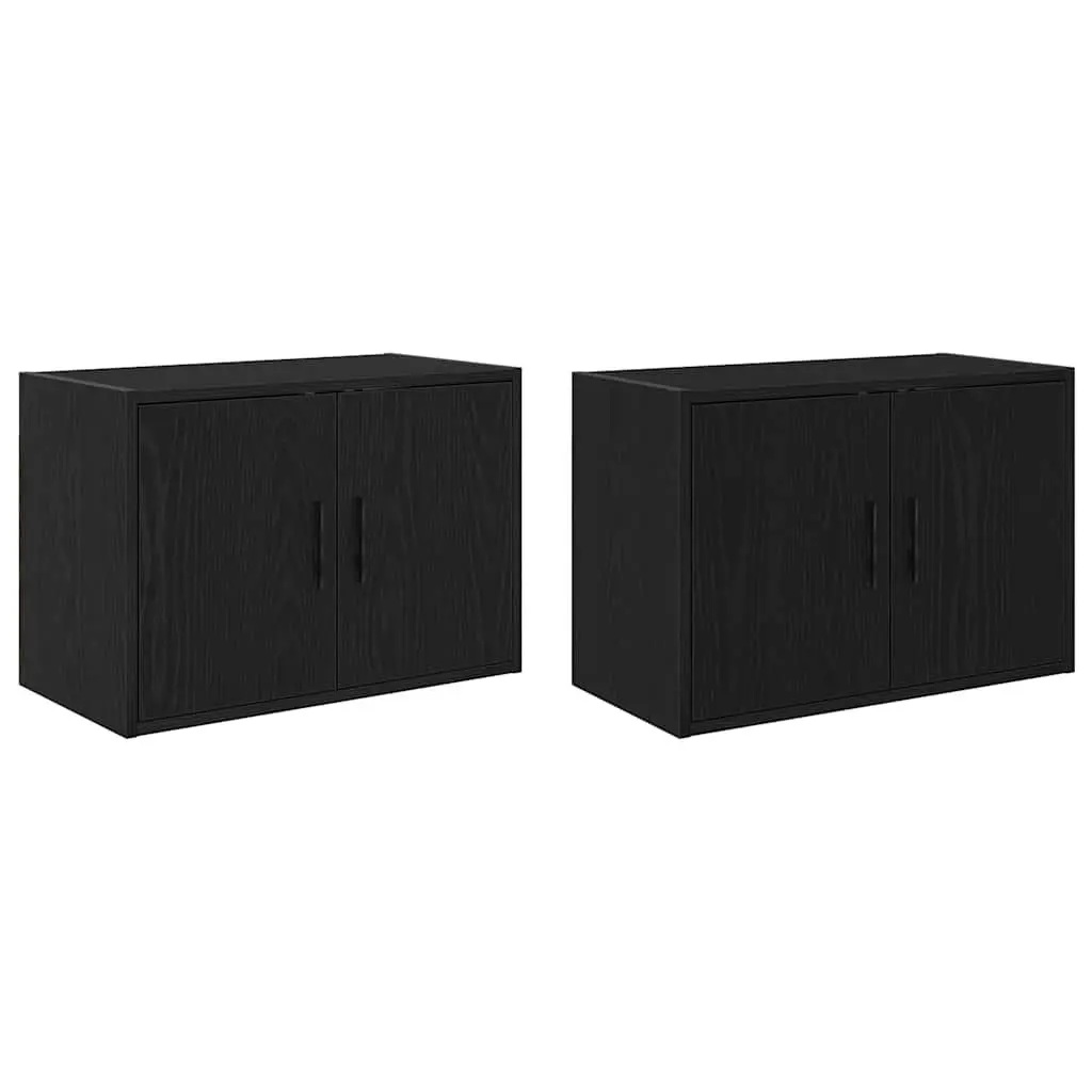 Garage Wall Cabinets 2 pcs Black Storage Cabinet Industrial Organiser