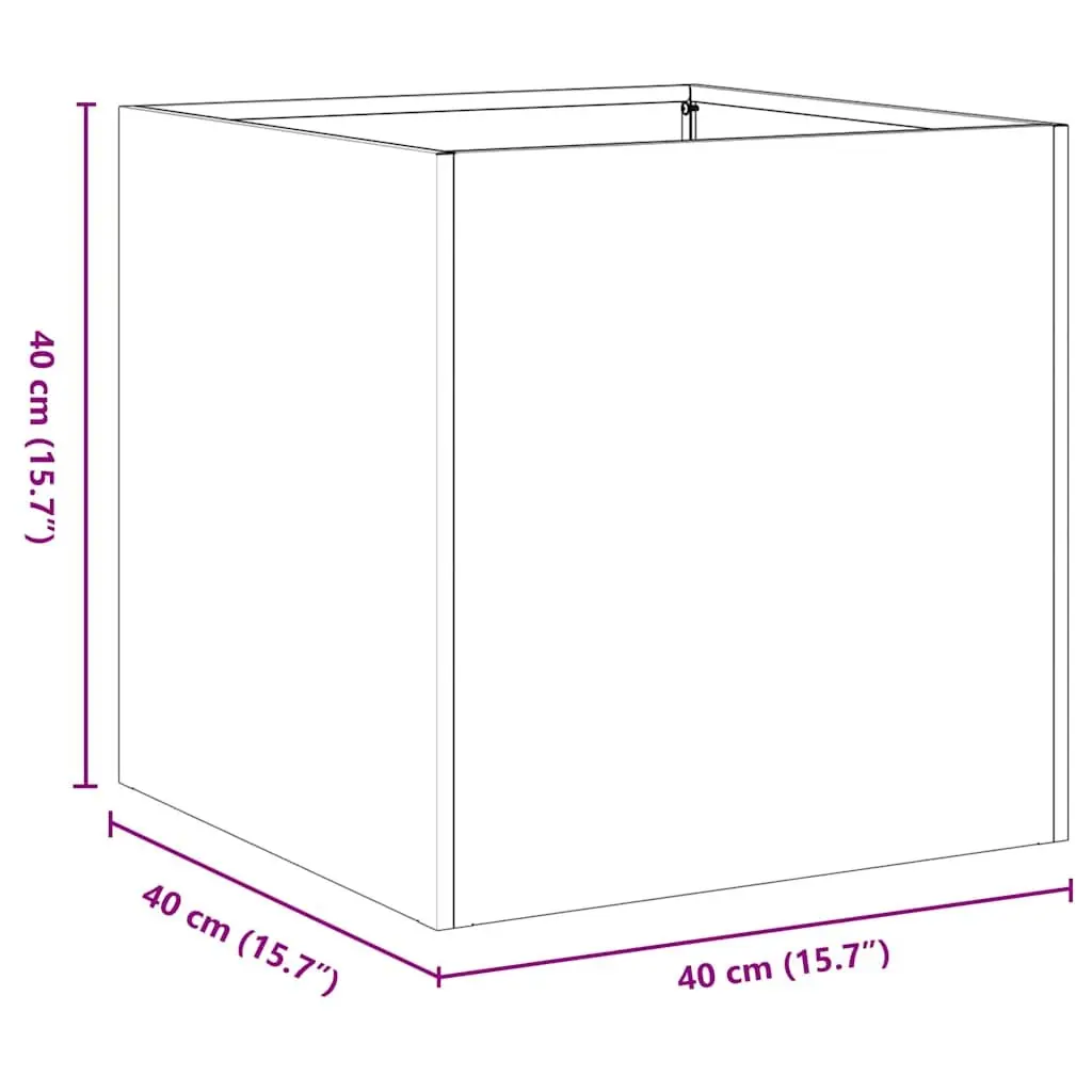 Planter Black Cold-rolled Steel 40x40x40 cm Raised Bed Garden Flower Box