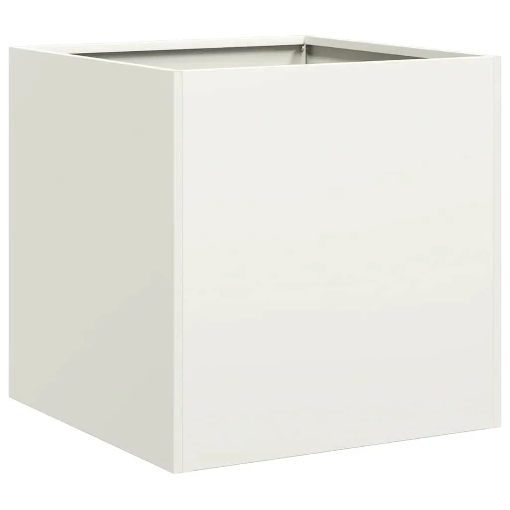 Raised Planter Box Cold-rolled Steel White 40x40x40cm Garden Flower Bed Outdoor