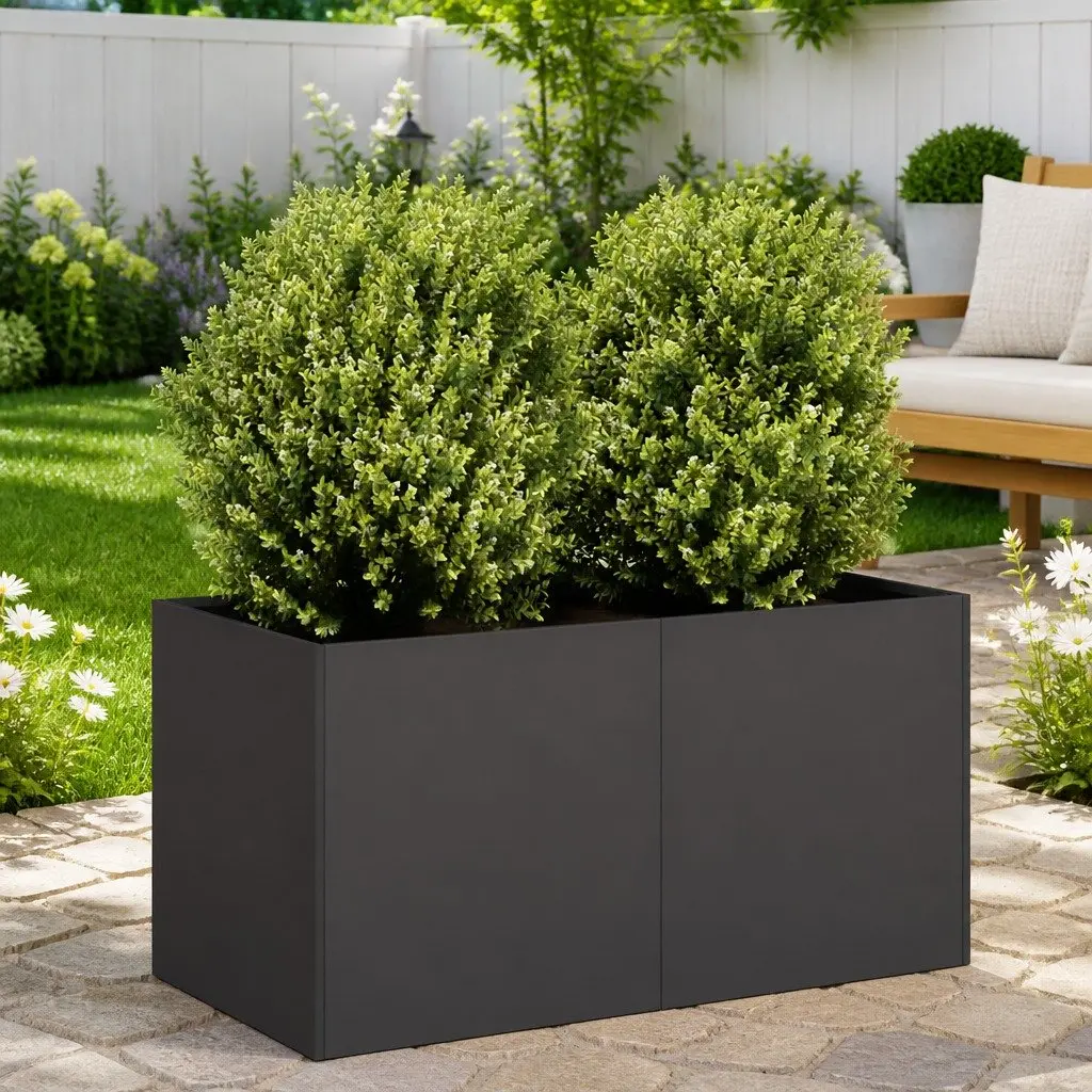 Planter Black 80x40x40 cm Raised Garden Bed Cold-rolled Steel Flower Box