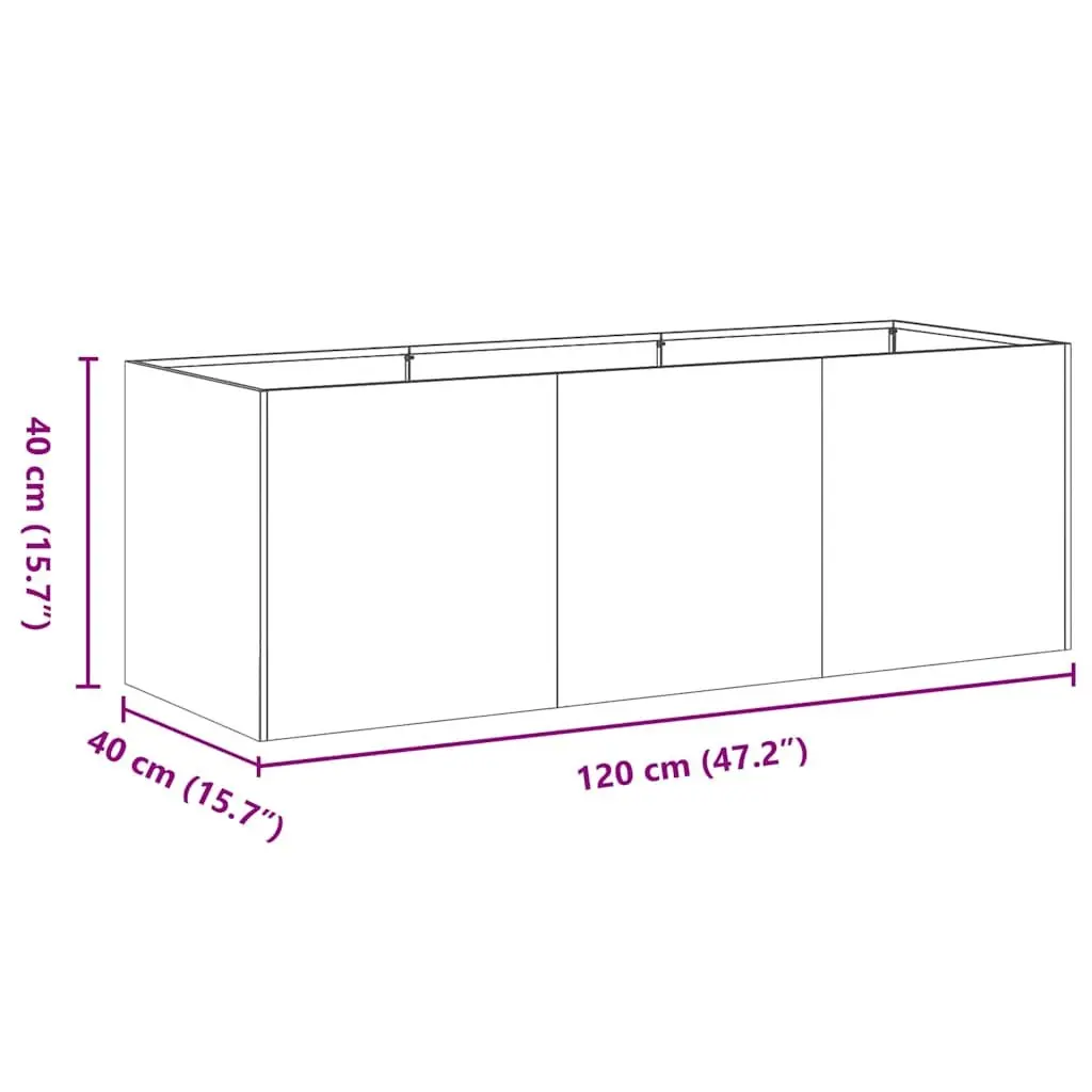 Raised Garden Bed Planter Box Anthracite Cold-Rolled Steel 120x40x40cm Outdoor Decor