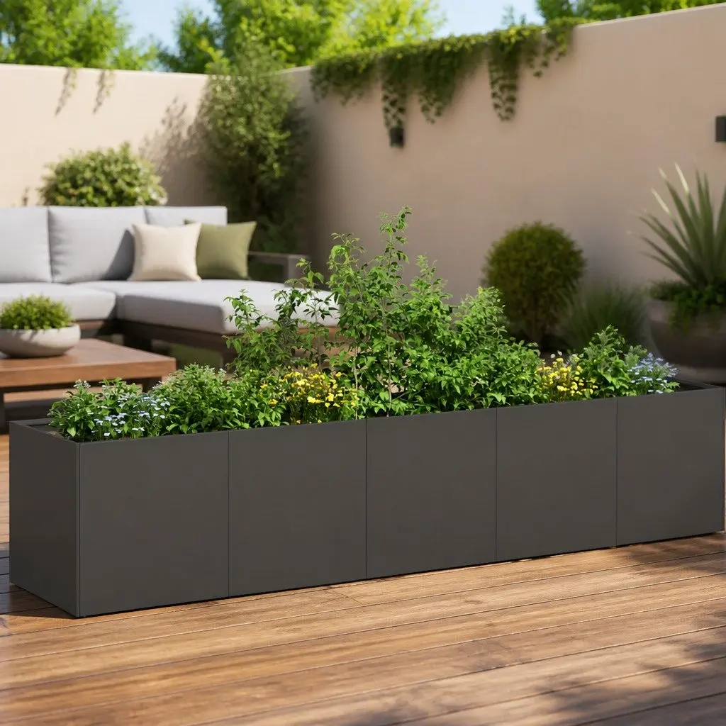 Planter Cold-Rolled Steel Black 200x40x40 cm Raised Garden Bed Outdoor