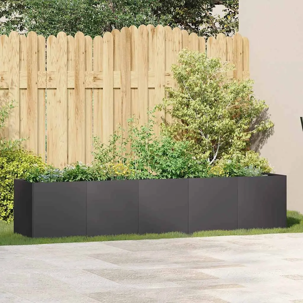 Planter Cold-Rolled Steel Black 200x40x40 cm Raised Garden Bed Outdoor