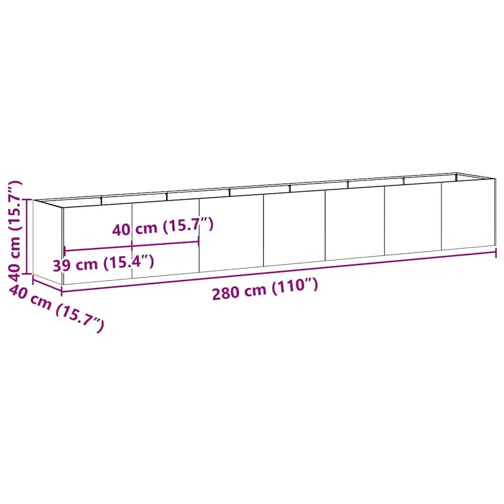 Raised Garden Planter Box Anthracite Cold-rolled Steel 280x40x40 cm