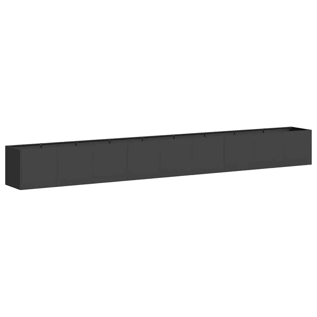 Raised Planter Box Outdoor Flower Bed Cold-rolled Steel 360cm Black Patio Garden