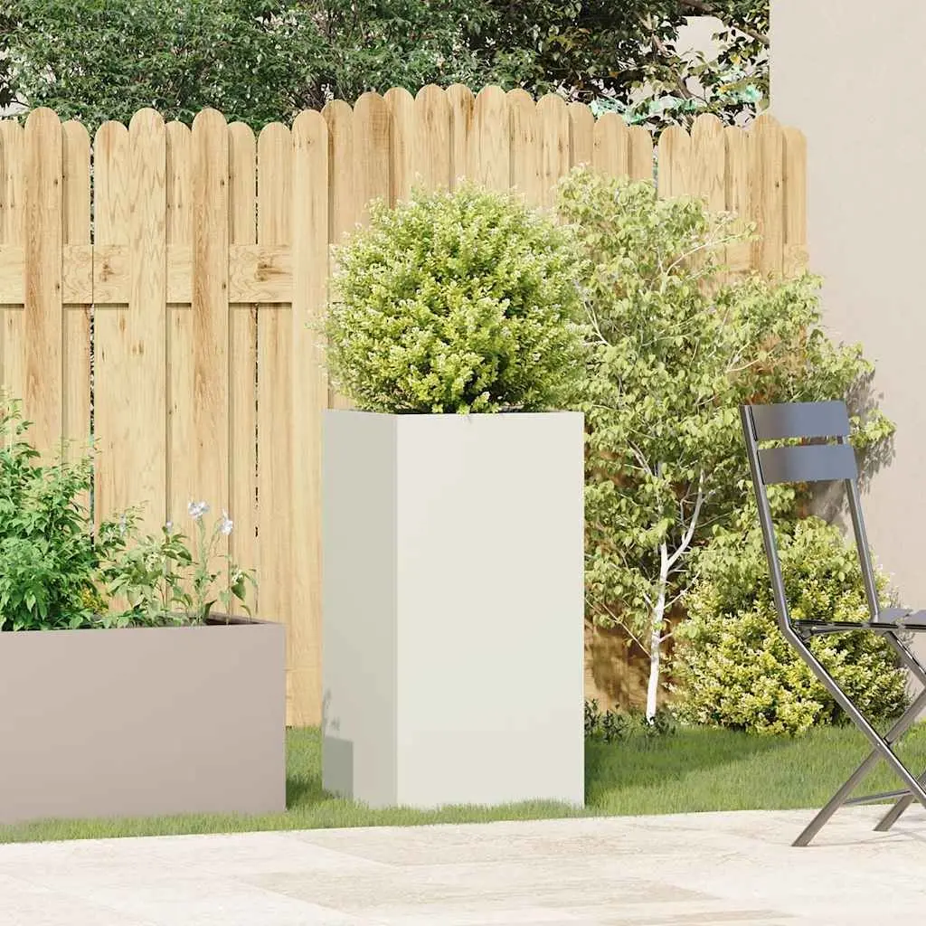 White Cold-rolled Steel Planter 40x40x80 cm