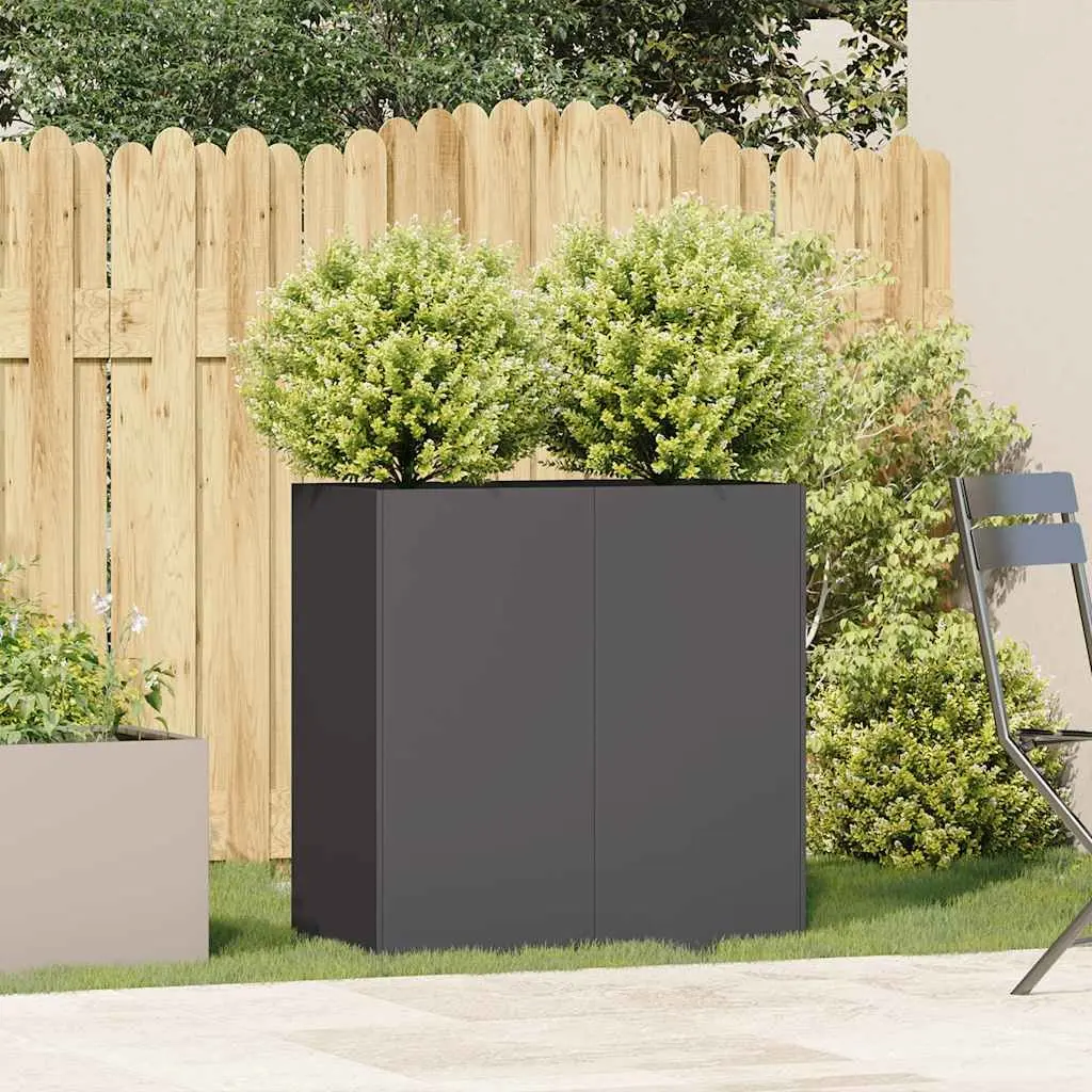 Raised Garden Planter Black Cold-rolled Steel 80x40x80cm Outdoor Flower Bed Box
