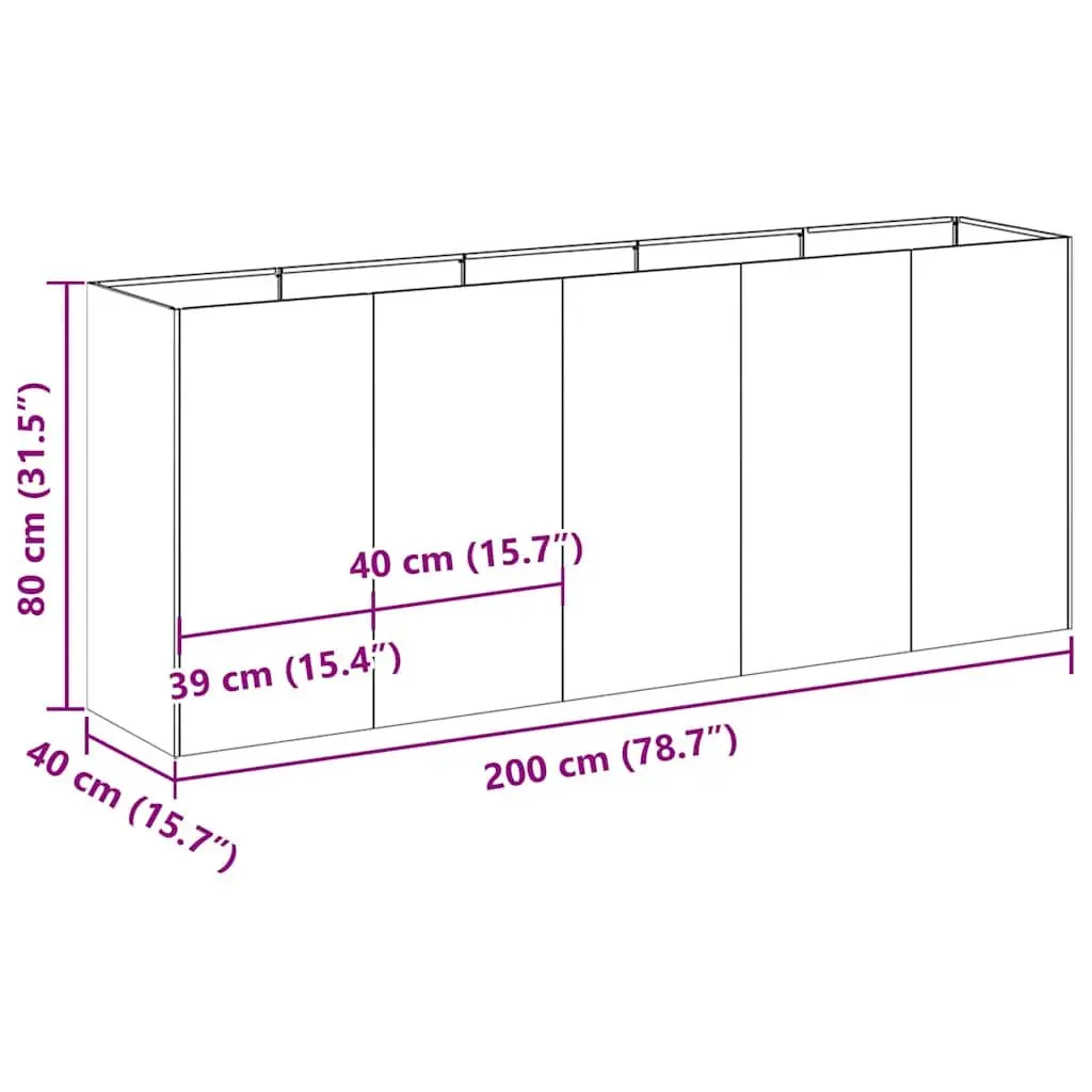 Raised Garden Planter Box Galvanised Steel 200x40x80 cm Outdoor