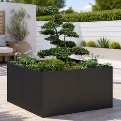 Friendly Black Planter Box 80x80x40 cm for Outdoor Use