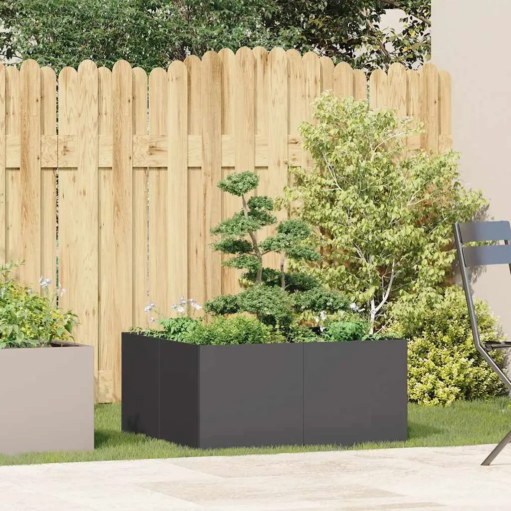 Planter Cold-rolled Steel Black 80x80x40 cm Raised Bed Garden Outdoor Patio