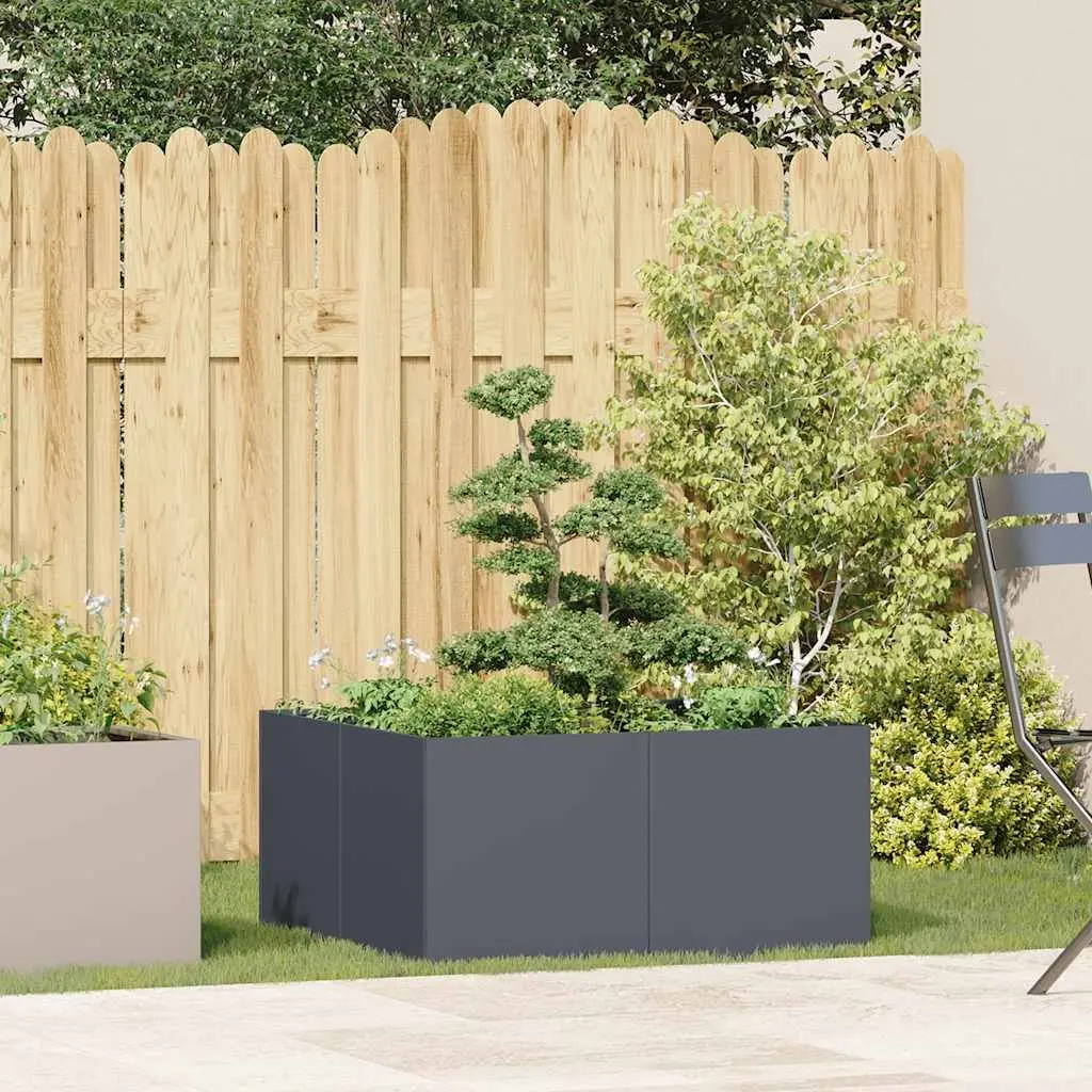 Raised Garden Planter Box Cold-rolled Steel Anthracite 80x80x40cm