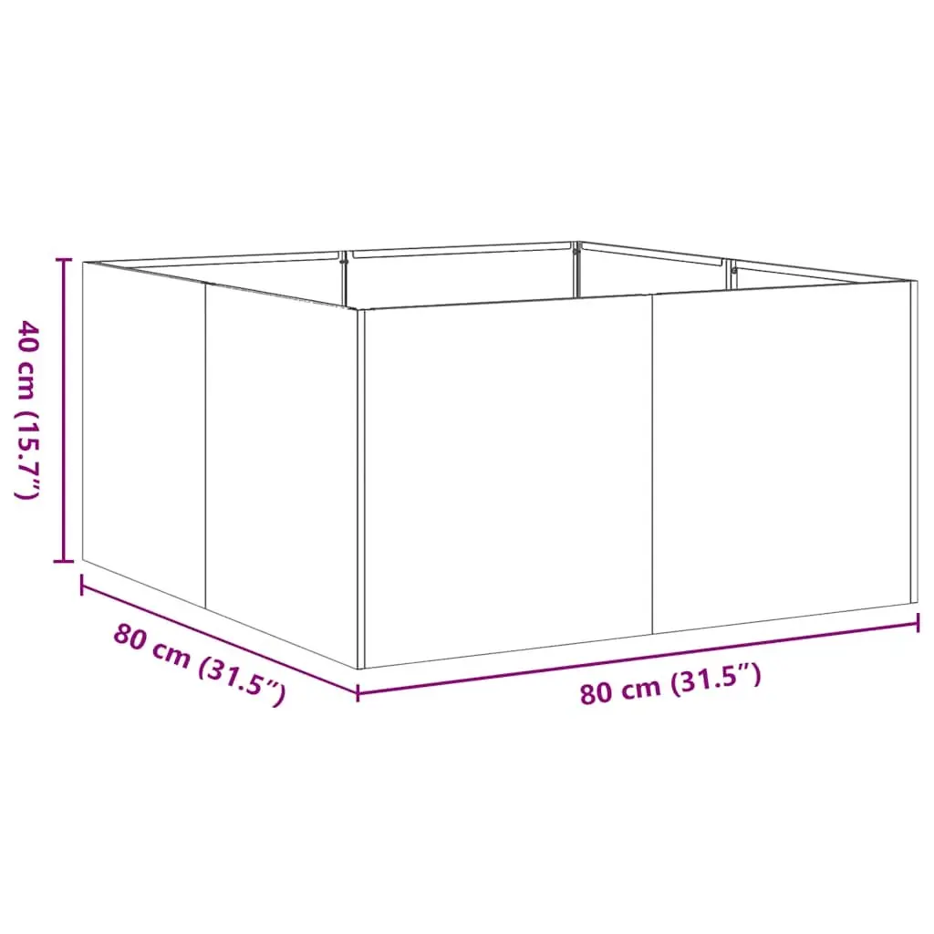Raised Garden Planter Box Cold-rolled Steel Anthracite 80x80x40cm