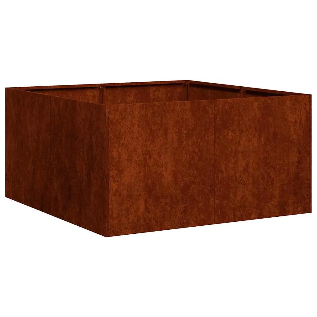 Weathering Steel Planter Raised Garden Bed Outdoor Brown 80x80x40cm