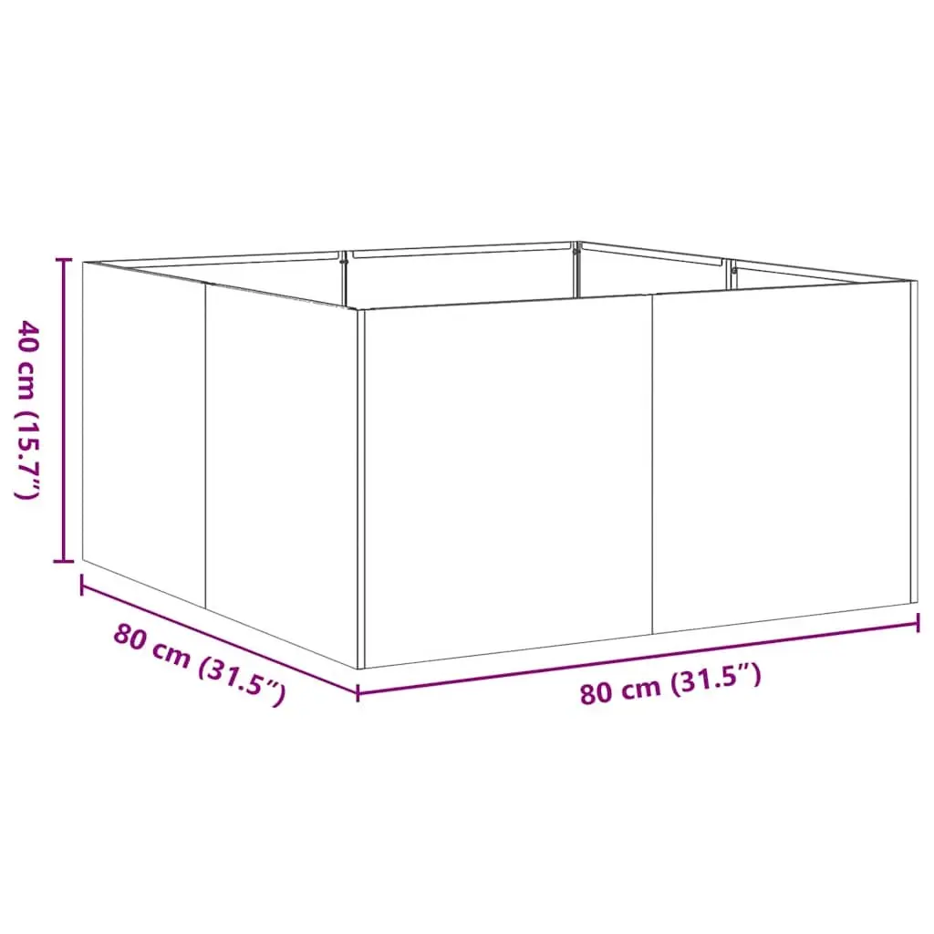 Weathering Steel Planter Raised Garden Bed Outdoor Brown 80x80x40cm