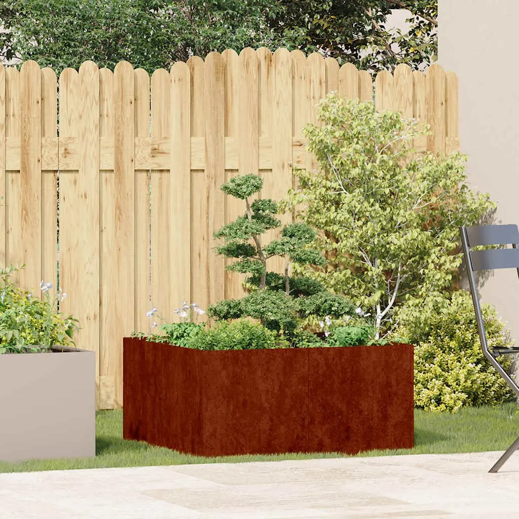 Weathering Steel Planter Raised Garden Bed Outdoor Brown 80x80x40cm