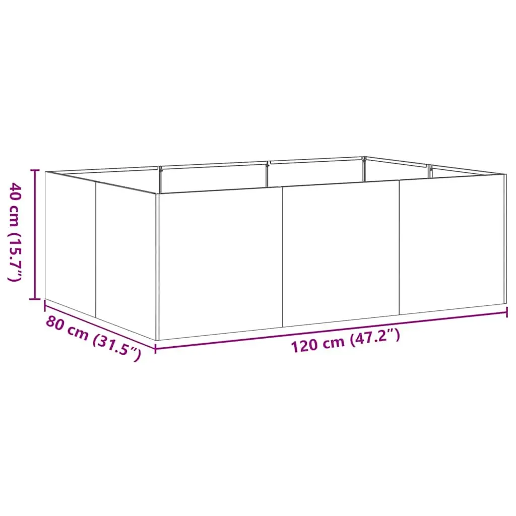 Steel Planter Box Black Raised Garden Bed 120x80x40 cm