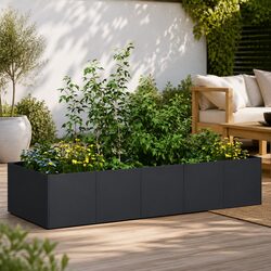 Your Outdoor Companion: Black Steel Planter 200x80x40 cm