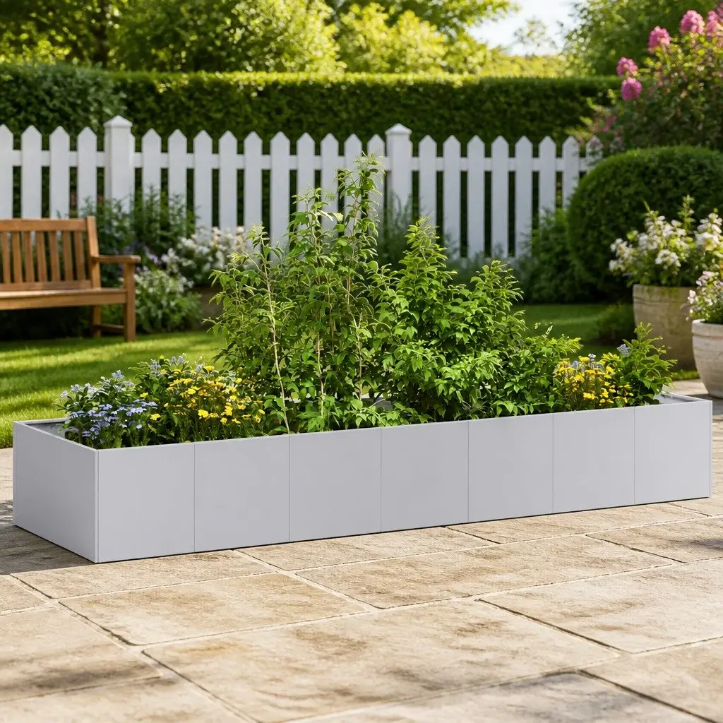 Galvanised Steel Planter 280x80x40cm for Outdoors