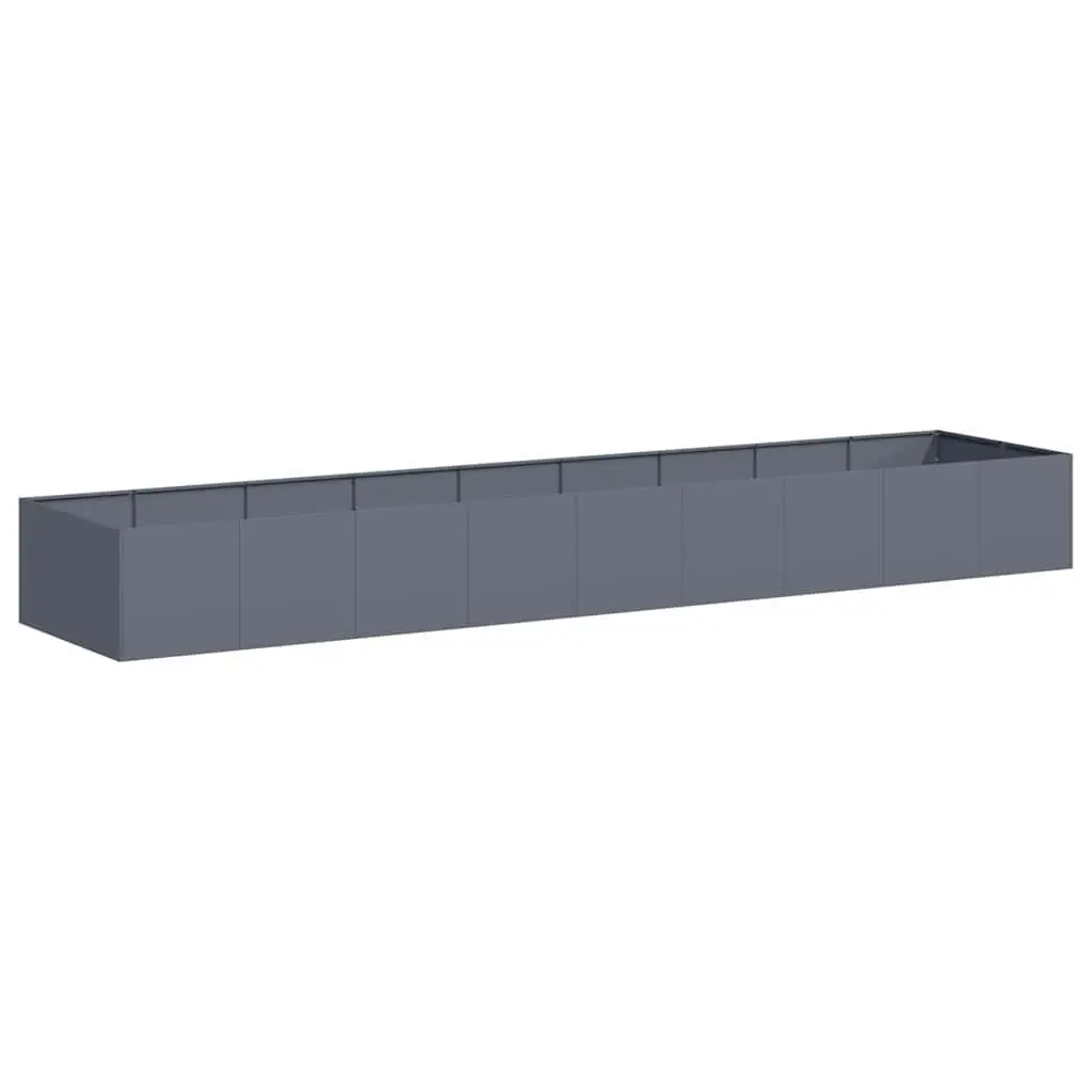 Raised Garden Planter Box Anthracite Steel Open Bottom 360x80x40cm