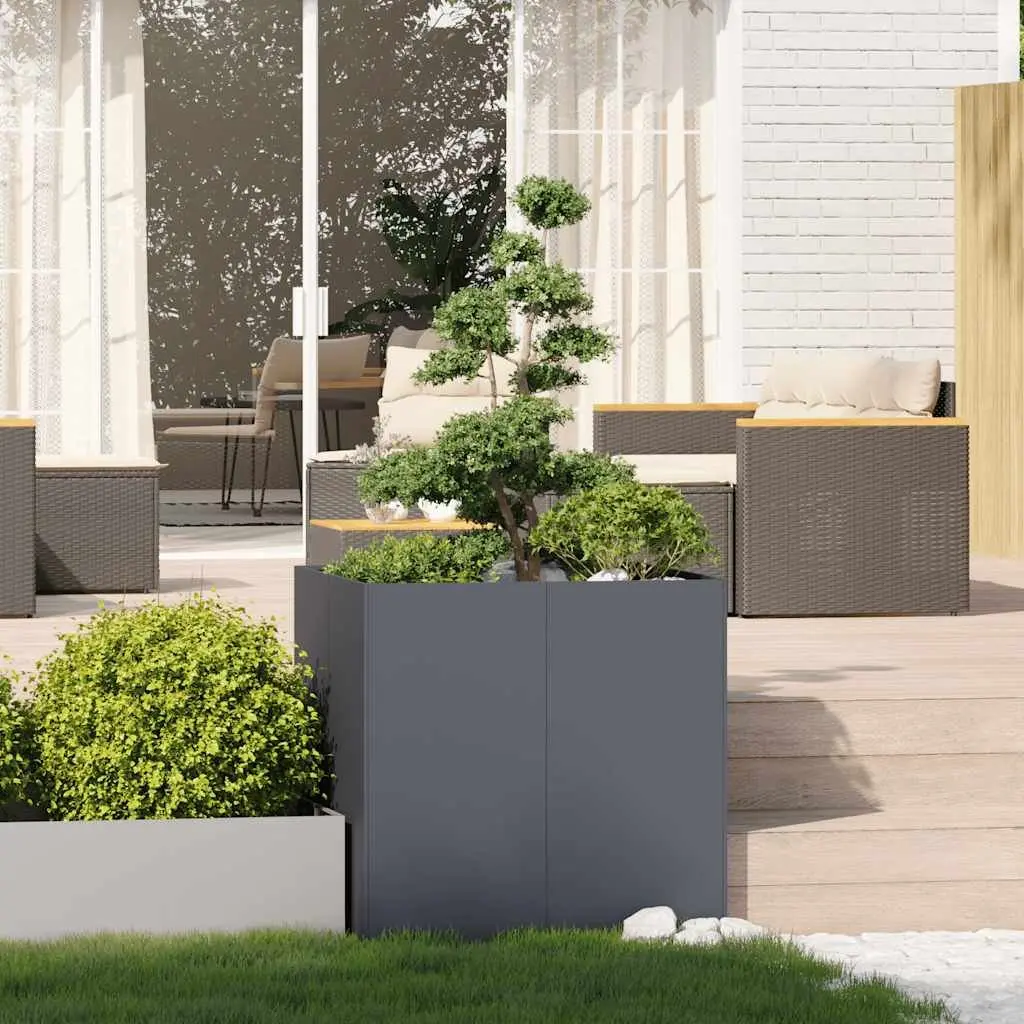 Steel Planter Box Anthracite 80x80x80 cm Raised Garden Bed
