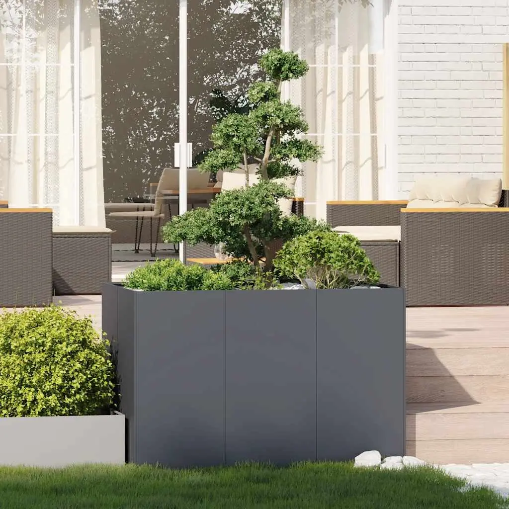 Steel Planter Anthracite Raised Garden Bed Box 120x80x80 cm Outdoor Patio Flower