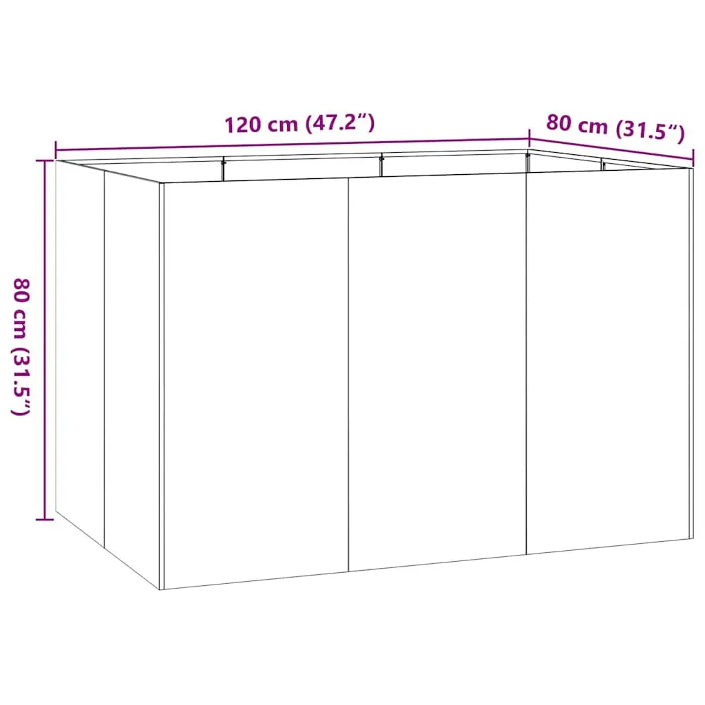 Steel Planter Anthracite Raised Garden Bed Box 120x80x80 cm Outdoor Patio Flower