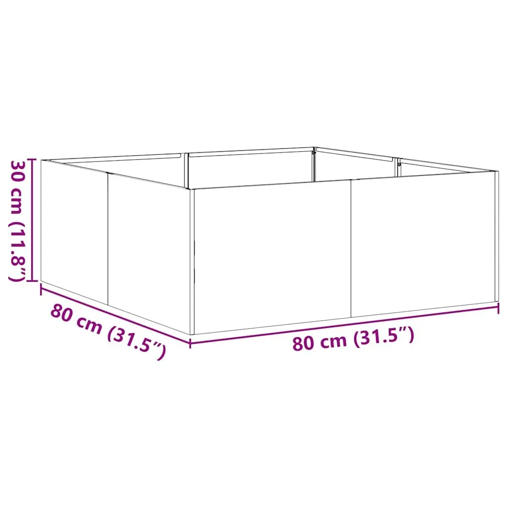 Steel Planter Box Black Raised Garden Bed 80x80x30cm