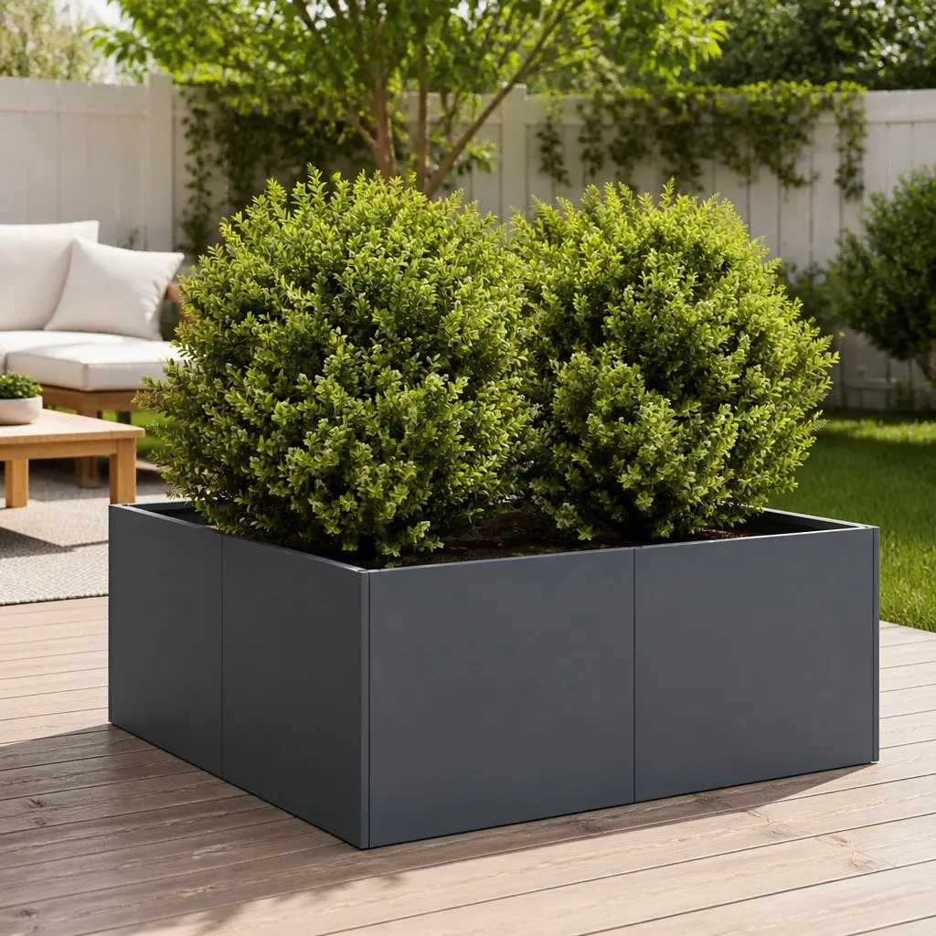 Raised Bed Planter Anthracite Cold-Rolled Steel 80x80x30cm Garden Outdoor Flowers Vegetables
