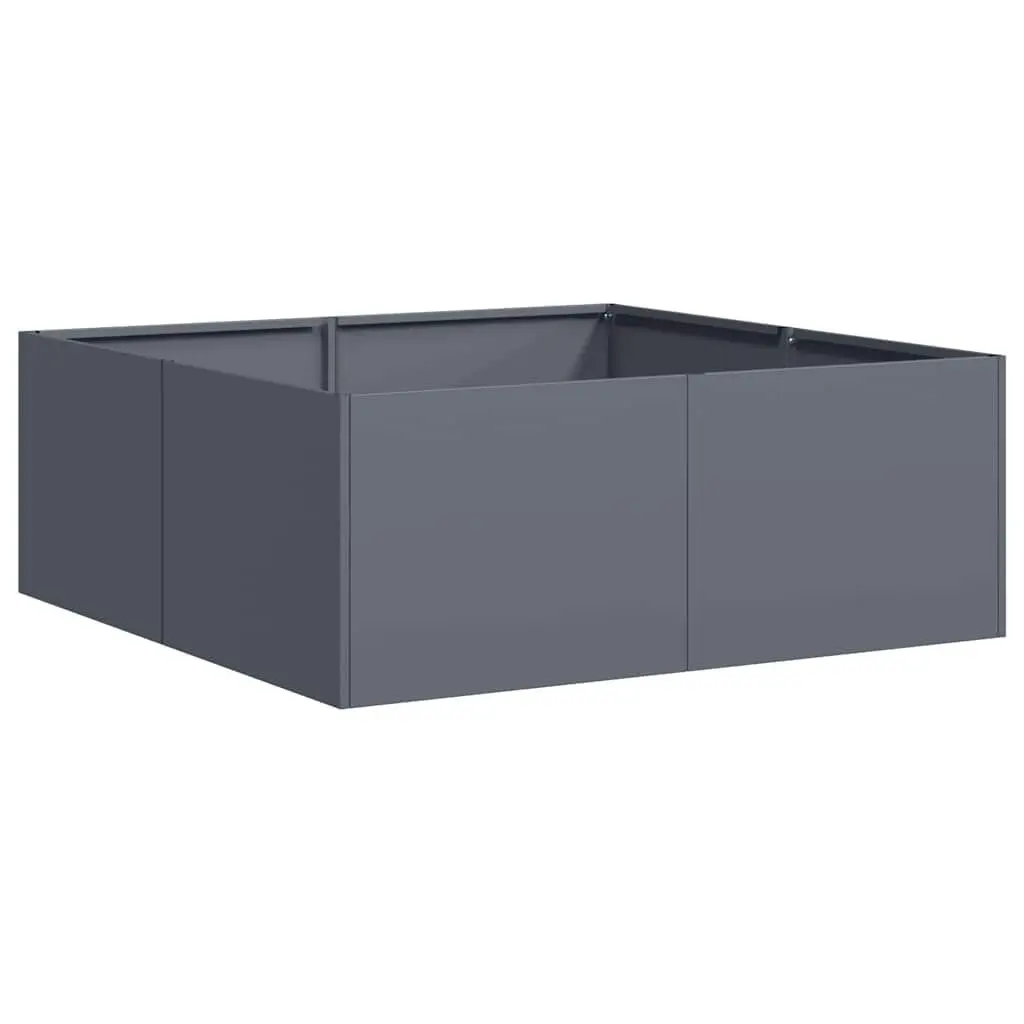 Raised Bed Planter Anthracite Cold-Rolled Steel 80x80x30cm Garden Outdoor Flowers Vegetables