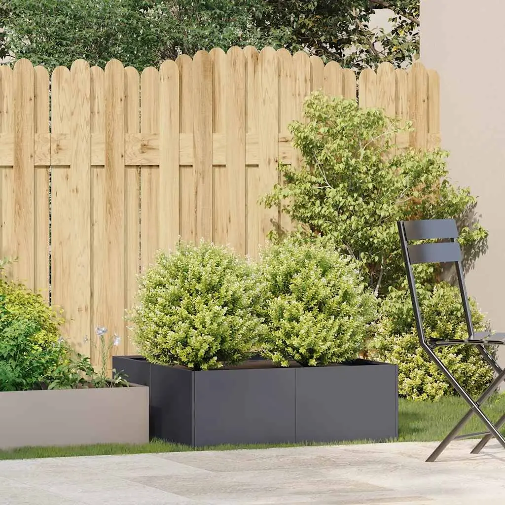 Raised Bed Planter Anthracite Cold-Rolled Steel 80x80x30cm Garden Outdoor Flowers Vegetables