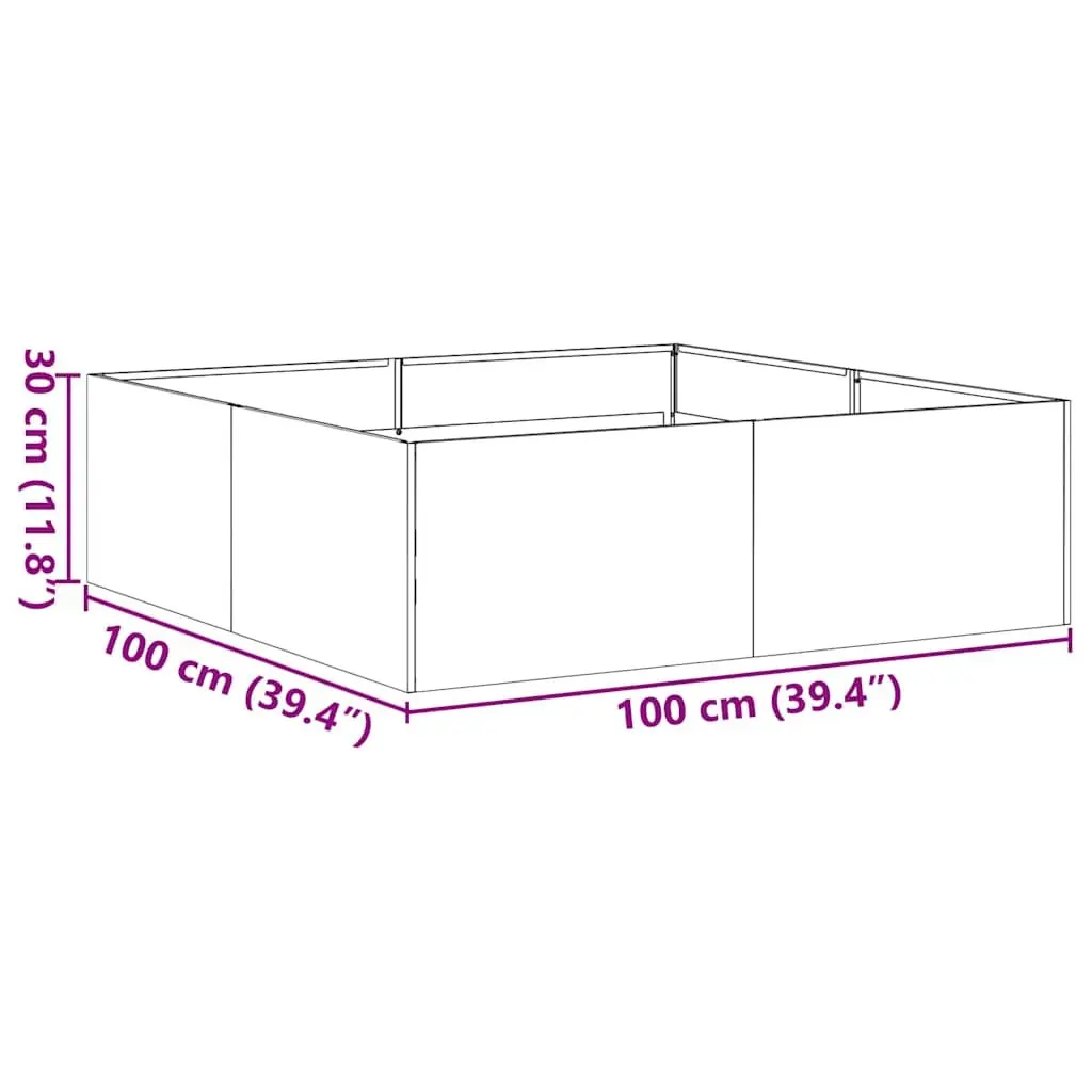 Steel Planter Box Black Cold-Rolled Steel 100x100x30 cm Raised Garden Bed Outdoor