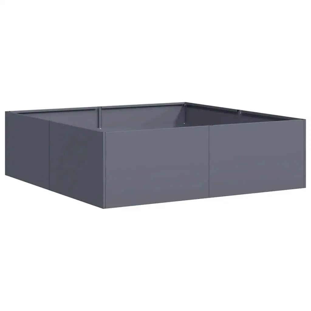 Steel Planter Anthracite 100x100x30 cm Raised Garden Bed Outdoor Container Box