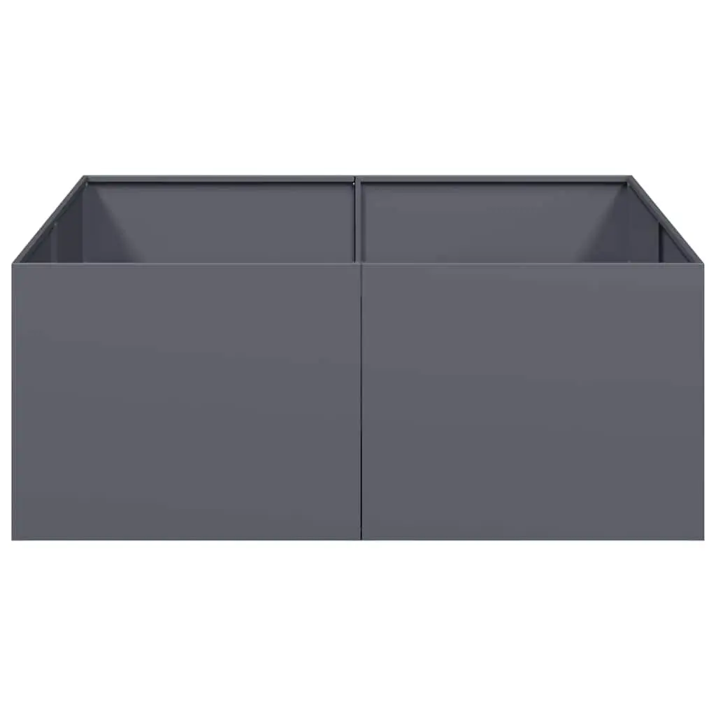 Anthracite Steel Garden Planter Box 100x100x40 cm Raised Bed for Outdoor Flower Gardening