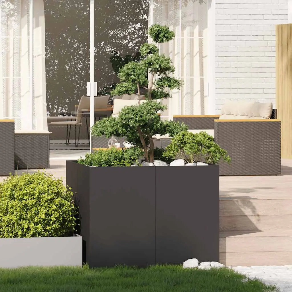 Steel Planter Box Black Cold-Rolled Steel 100x100x80 cm Raised Garden Bed