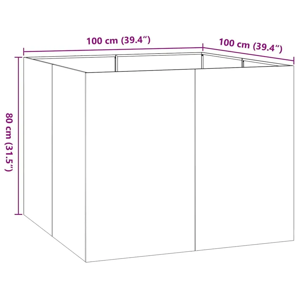 Steel Planter Box Black Cold-Rolled Steel 100x100x80 cm Raised Garden Bed