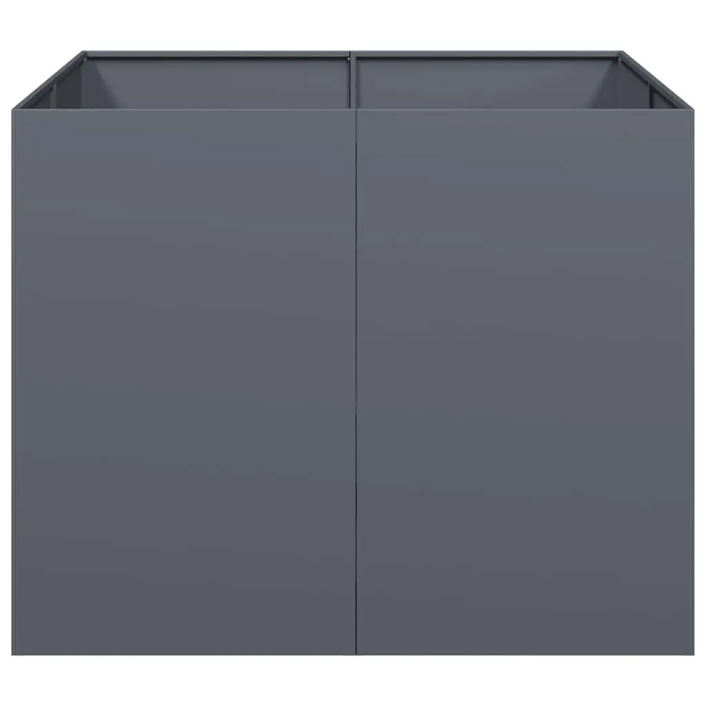 Steel Raised Planter Box Anthracite Open Bottom 100L x 100W x 80H cm