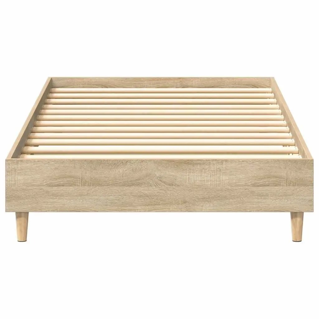 Bed Frame Sonoma Oak Engineered Wood Slatted Base 90x190 cm