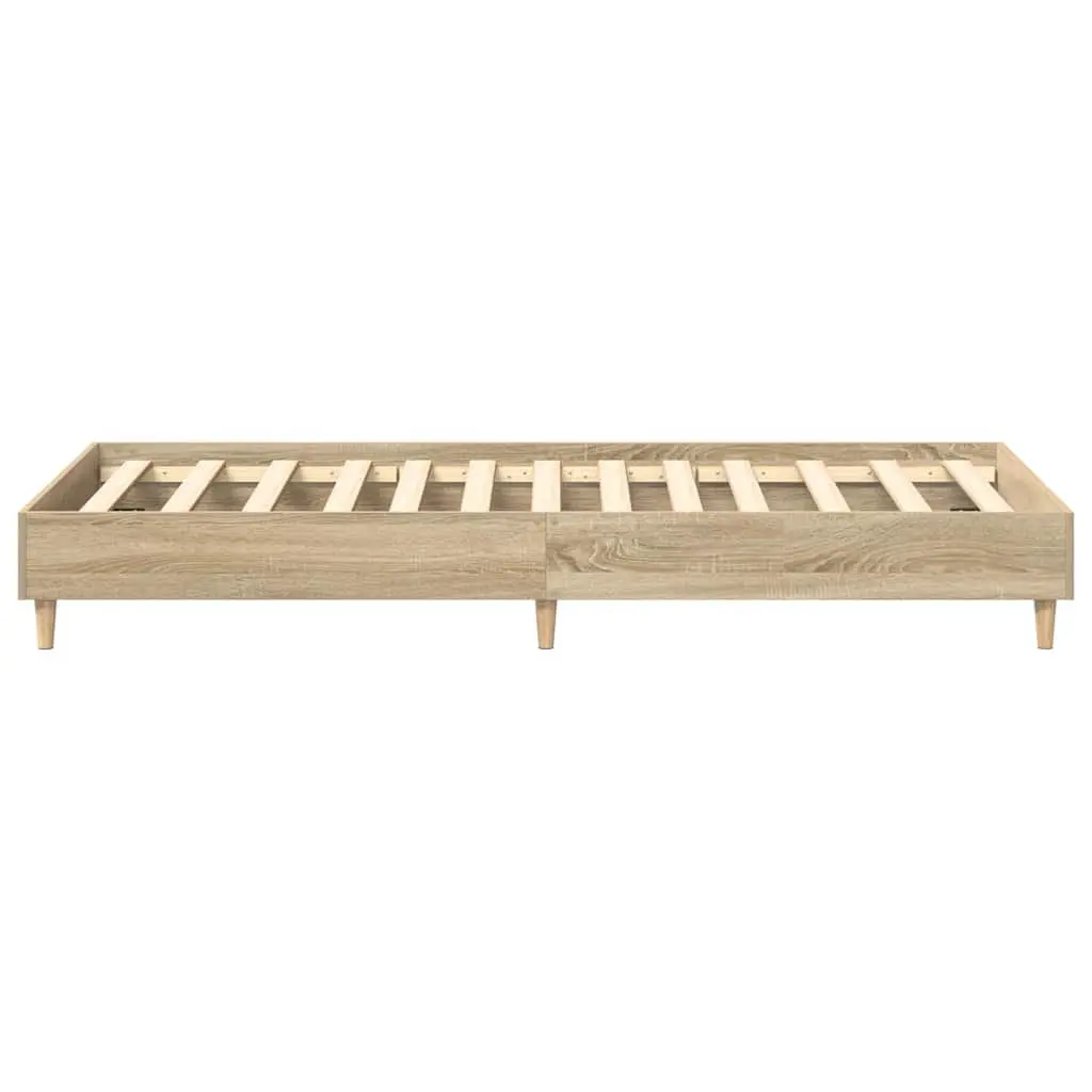 Bed Frame Sonoma Oak Engineered Wood Slatted Base 90x190 cm