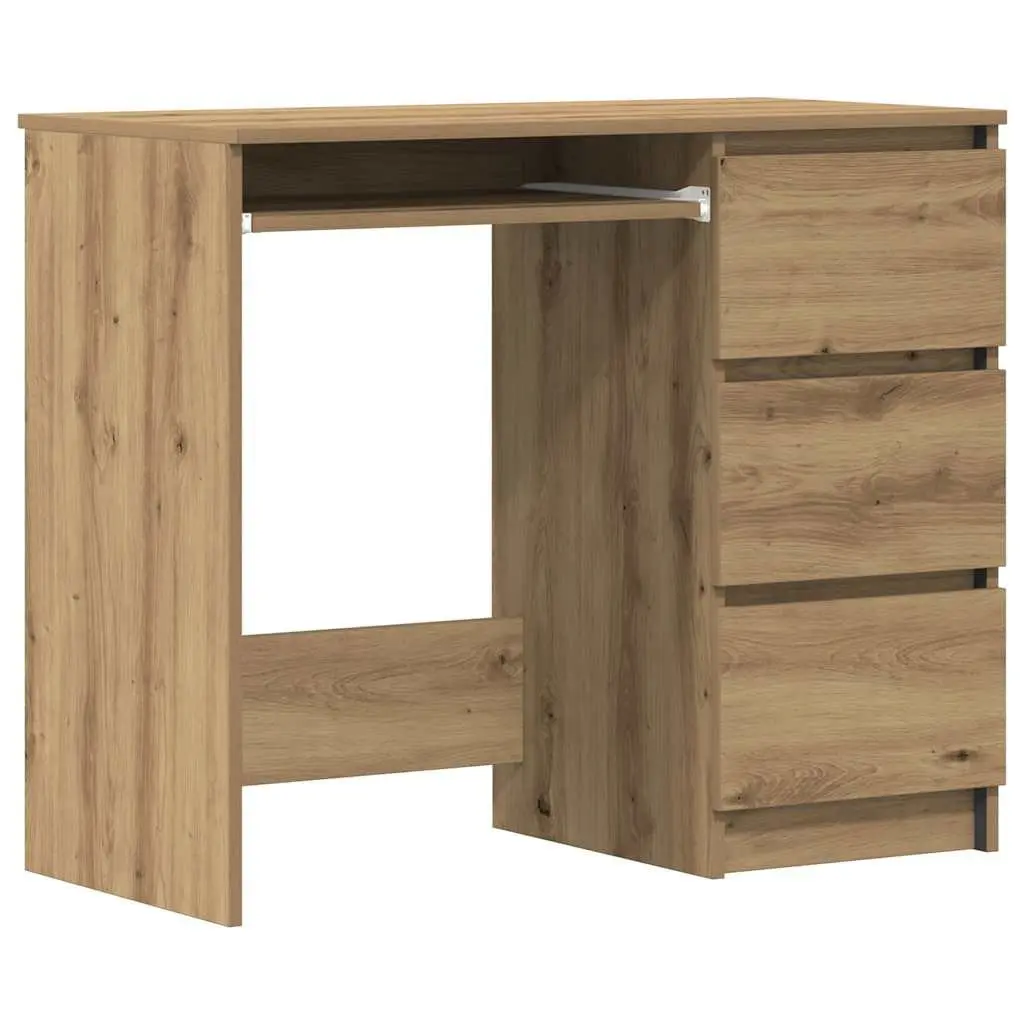 Office Desk Modern 90x45x76cm with 3 Drawers Engineered Wood Brown