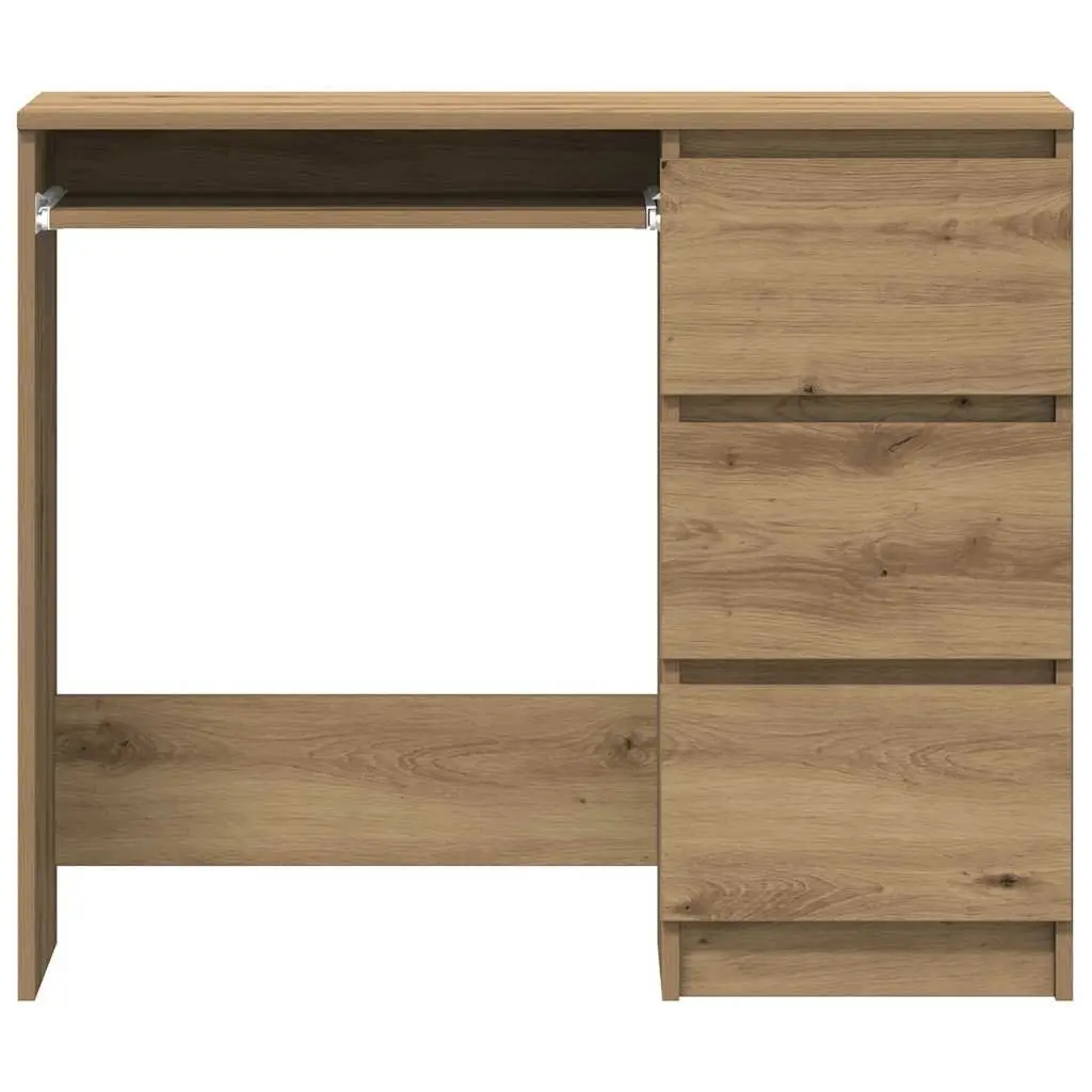 Office Desk Modern 90x45x76cm with 3 Drawers Engineered Wood Brown