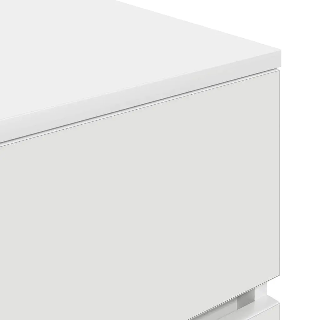 Bedside Cabinet White 3 Drawers 39x35x65cm
