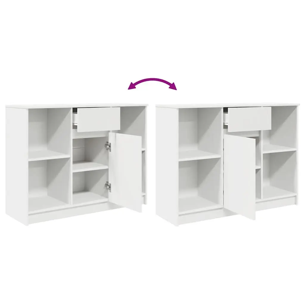 White Sideboard Cabinet with Drawer Storage Engineered Wood 101cm W x 35cm D x 76cm H