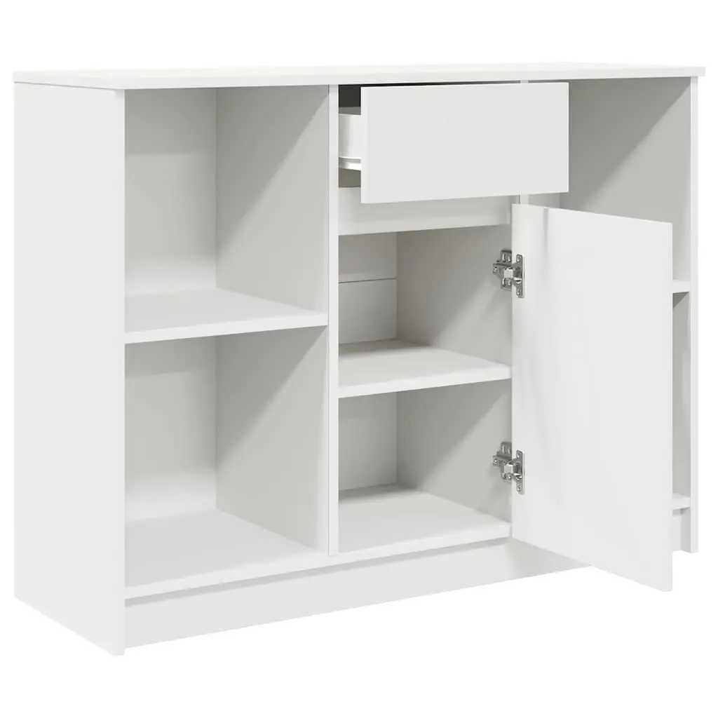 White Sideboard Cabinet with Drawer Storage Engineered Wood 101cm W x 35cm D x 76cm H