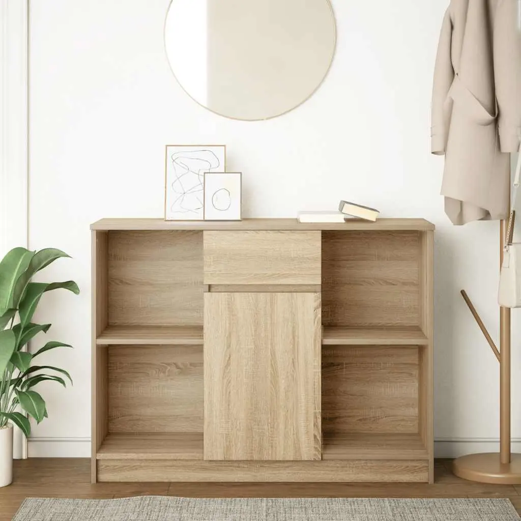 Sideboard Storage Cabinet with Drawer Brown Engineered Wood Buffet Hallway