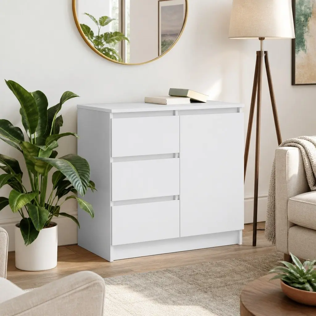 Sideboard Storage Cabinet White Engineered Wood 71 x 35 x 65 cm