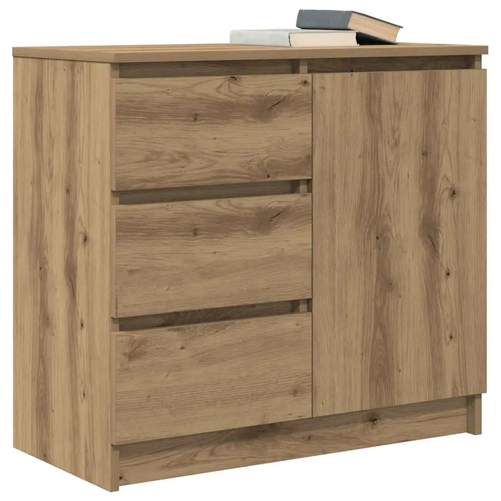 Sideboard Storage Cabinet with Drawer Brown Engineered Wood Buffet Organiser