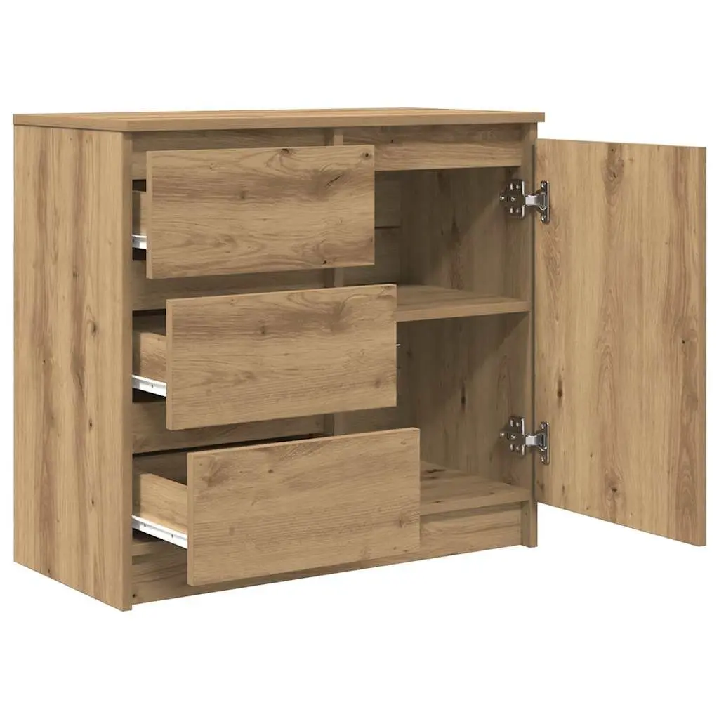 Sideboard Storage Cabinet with Drawer Brown Engineered Wood Buffet Organiser