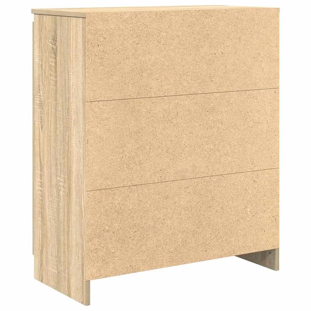 Sideboard Storage Cabinet with Drawers and Door Brown Engineered Wood 71W x 35D x 84H cm