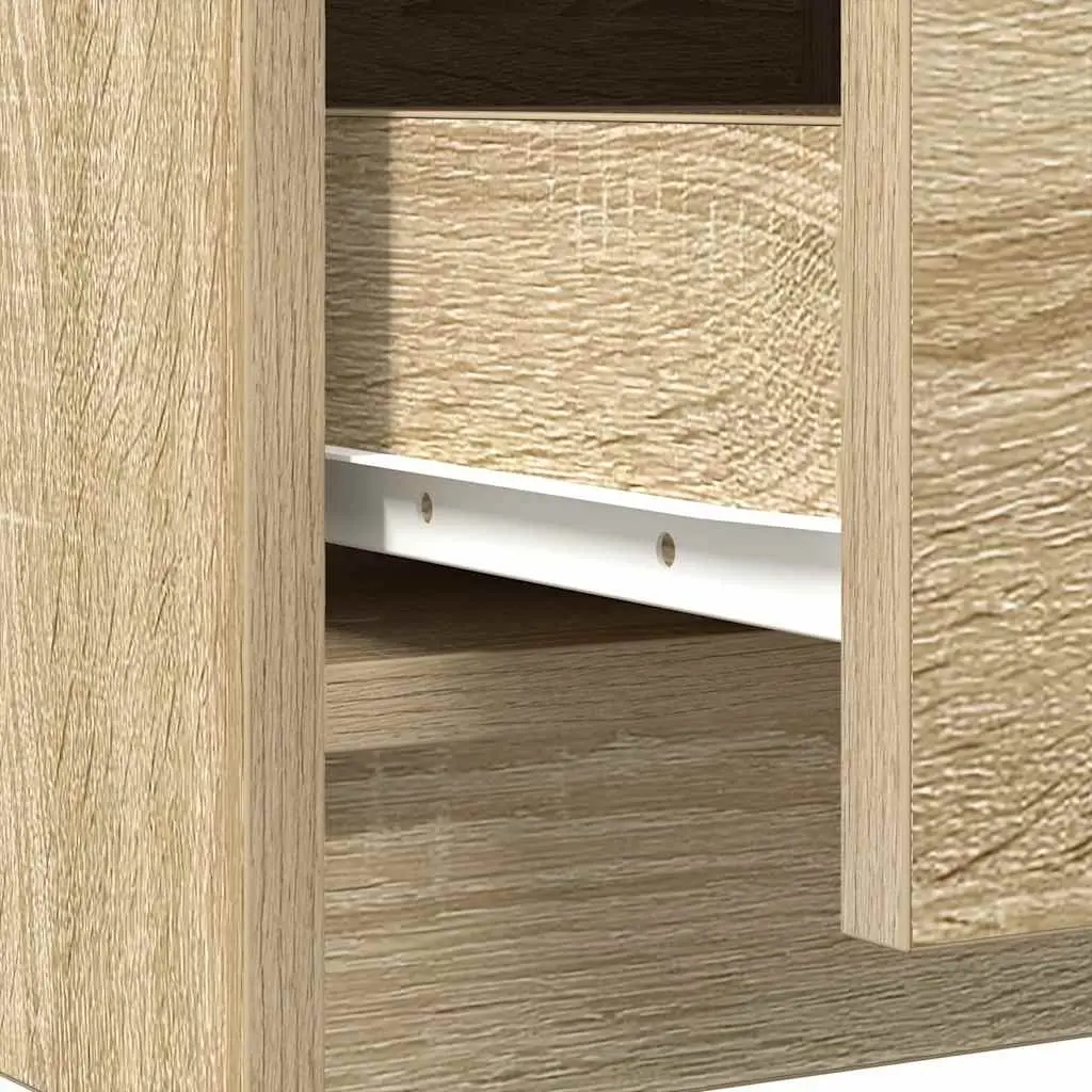 Sideboard Storage Cabinet with Drawers and Door Brown Engineered Wood 71W x 35D x 84H cm