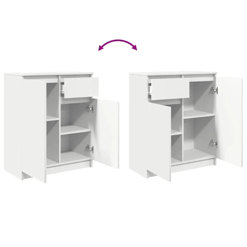 White Sideboard Storage Cabinet with Drawer Doors Shelves 71W x 35D x 84H cm